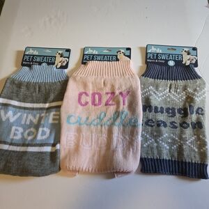 Cozy Pet Sweater Set - Gray Size M, Pink Size L, Blue Size L